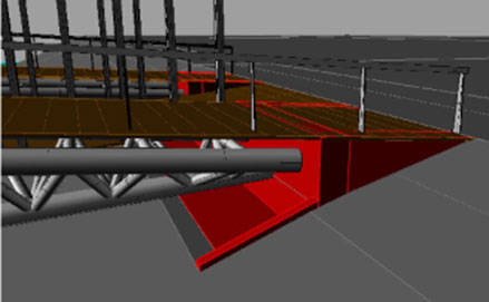 橋台を堤防の中に埋め込み水平ラインを強調