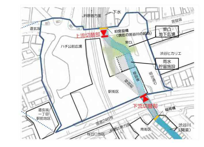 渋谷川の流れが変わる？（渋谷川移設工事）