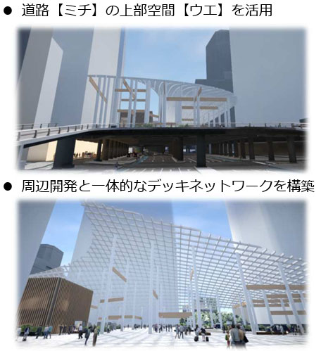 品川駅西口デッキのデザインスケッチ